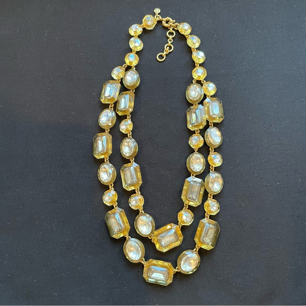 Beautiful Gold-Tone Crystal Double Strand Statement Necklace by J Crew